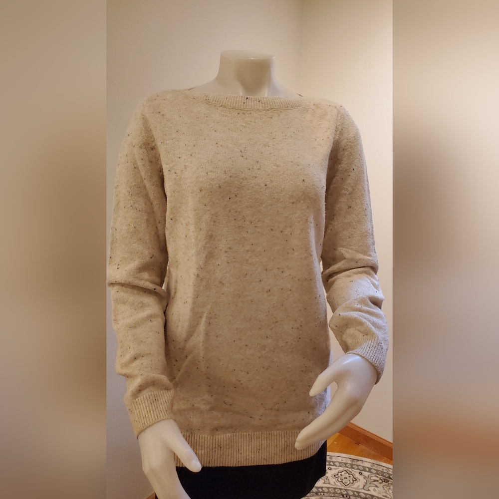 LOFT Cream Speckled Boatneck Sweater